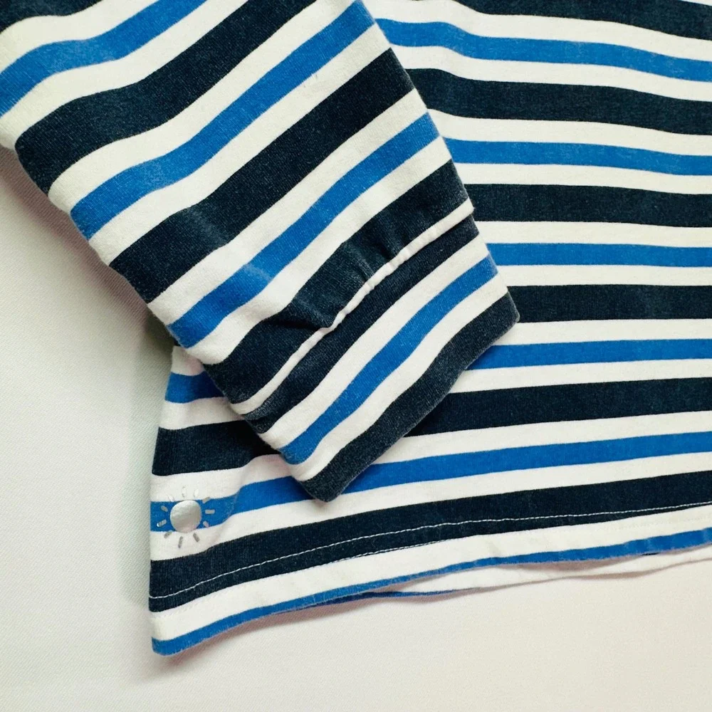 Generation Joy Blue Nautical Striped Hoodie Lined Hood Little Boys Large 4/5 6/7